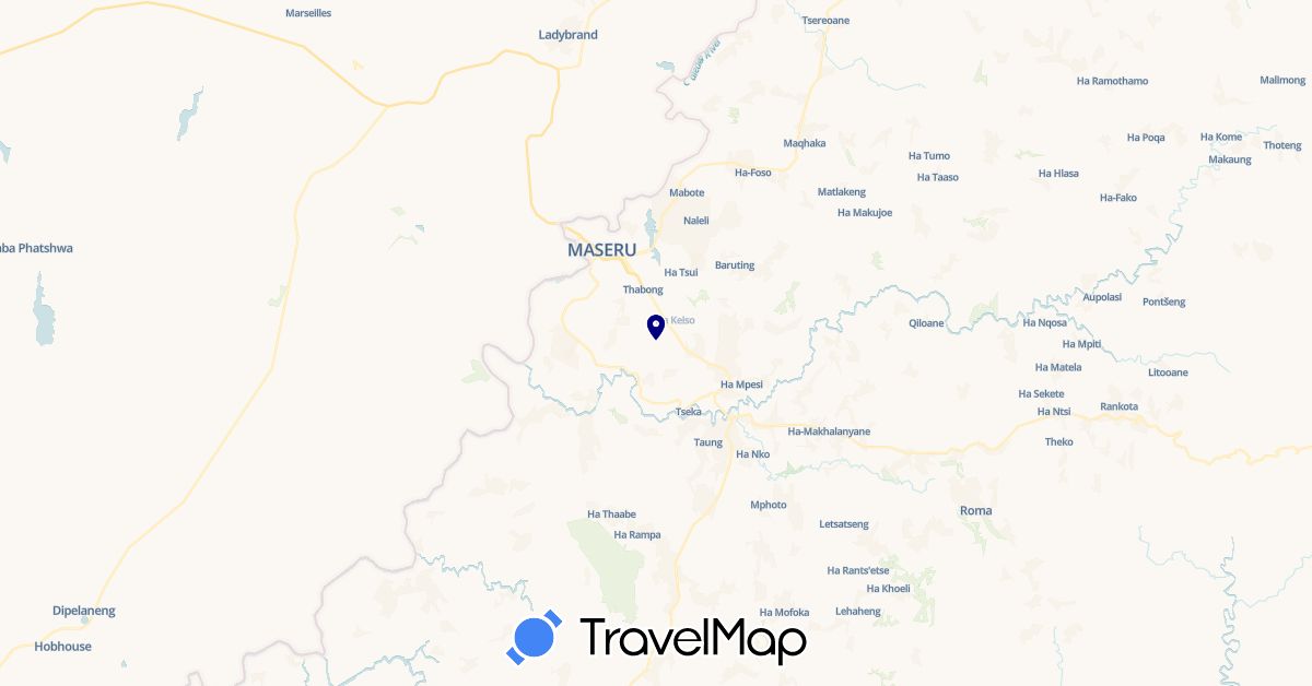 TravelMap itinerary: driving in Lesotho (Africa)